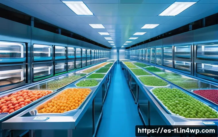 건조 식품 제조를 위한 최신 장비와 기술 - A modern food processing facility showcasing advanced microwave drying technology in action: vibrant...