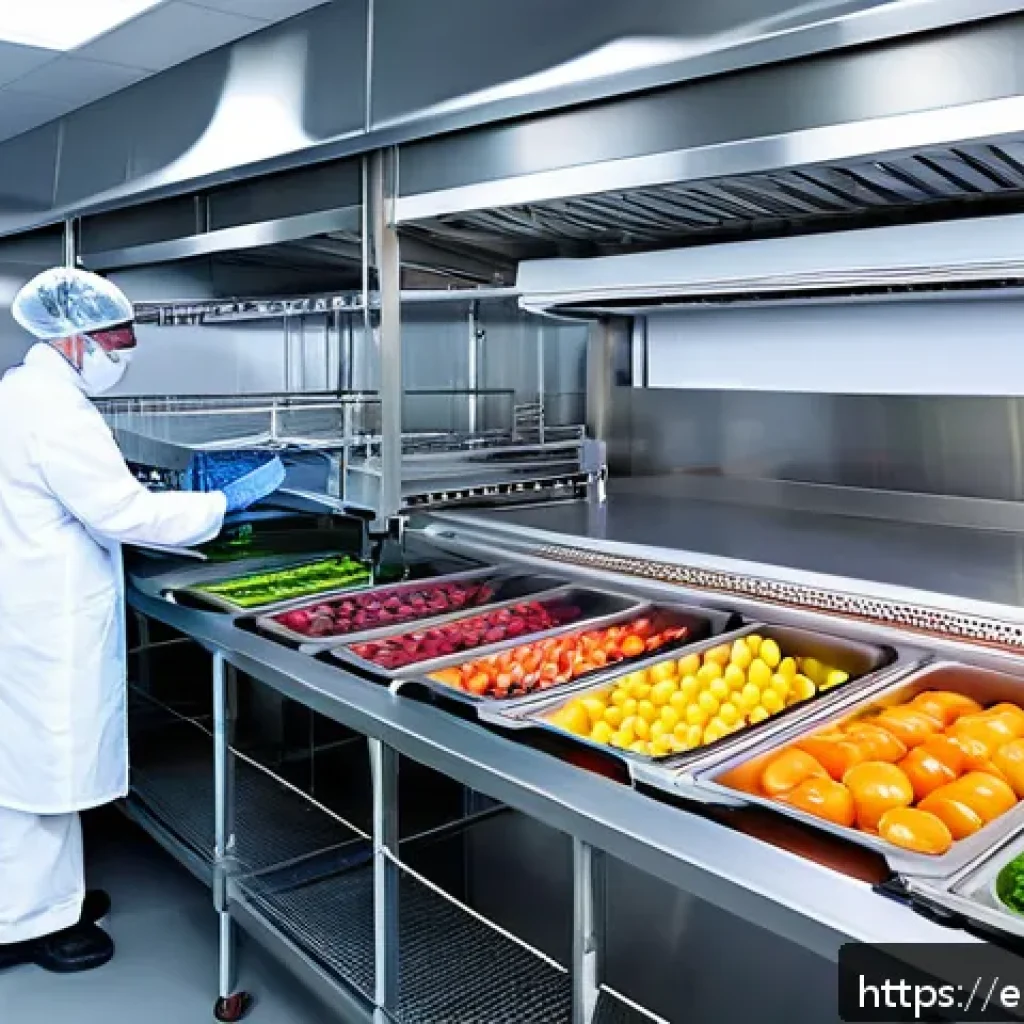 건조 식품 제조에 대한 전문가 인터뷰 - A modern food dehydration laboratory featuring advanced equipment such as microwave dryers, freeze-d...