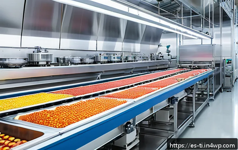 주제별 건조 식품 제조 사례 연구 - A modern Spanish food dehydration factory interior showcasing advanced freeze-drying (lyophilization...