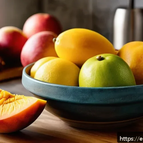 맛과 영양을 동시에 갖춘 건조 식품 제조법 - A bright, rustic kitchen scene showing a variety of fresh tropical fruits perfectly ripe yet firm, i...