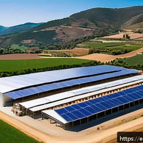 건조 식품 제조의 사회적 책임과 지속 가능성 - A modern food dehydration facility in a rural Spanish agricultural region, showcasing advanced hot a...